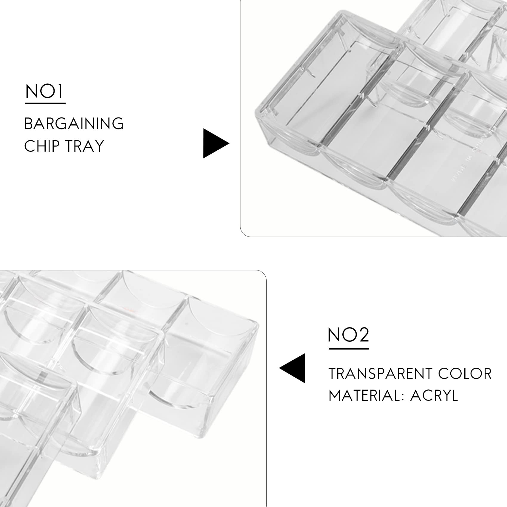 Jkjhbhged 10pcs Professional Acrylic Poker Chips 100 chip Trays (Without Cover)