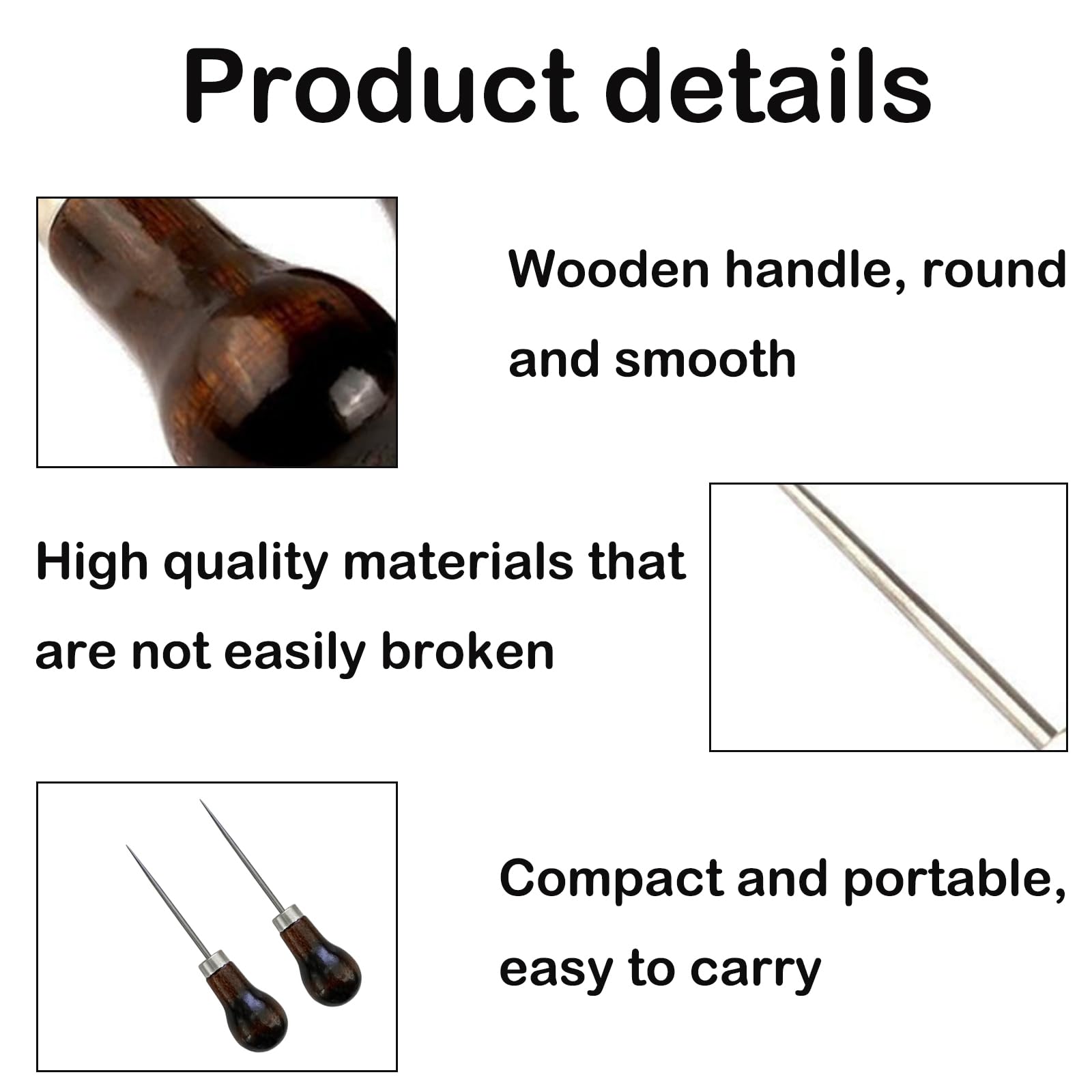 Set 6 Punzonatrici Per Cucito E Patchwork - Puntuali In Acciaio Con Manico Legno - Foto 6