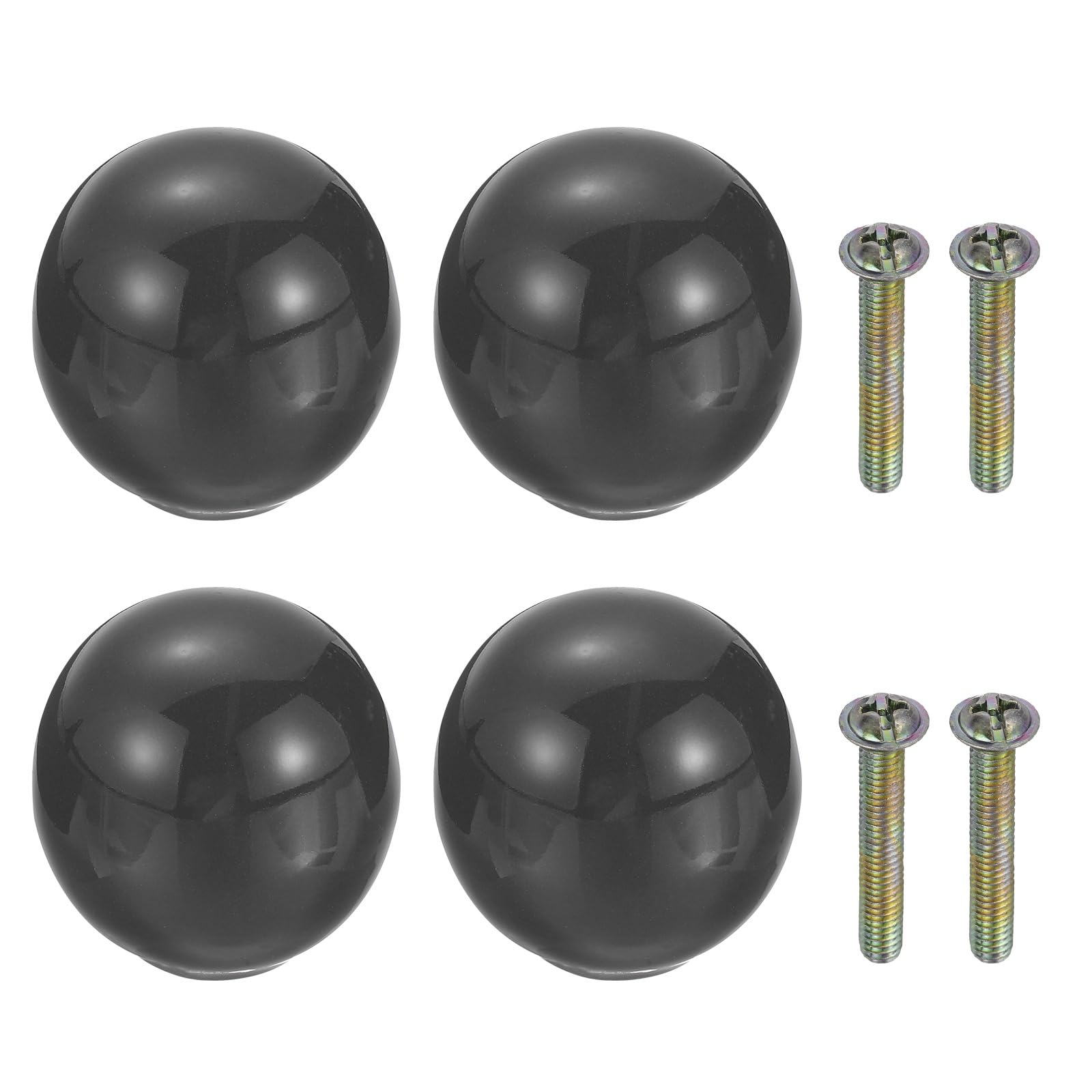 sourcing map 4Pcs Ceramic Knobs, 33mm/1.3" Round Door Pull Knob with Screws Drawer Pull Handles Cute Ceramic Drawer Pulls for Kitchen Bedroom Wardrobe Furniture Cupboard Closet, Gray