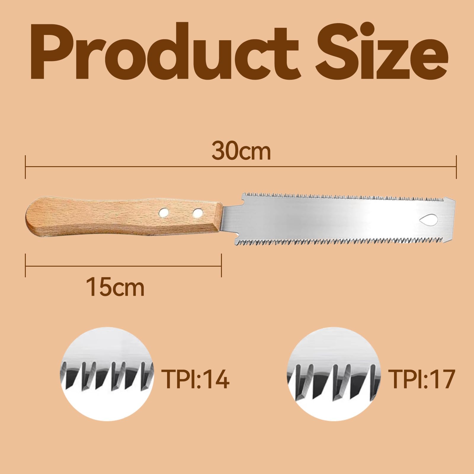 Xiciki Japanese Pull Saw Hand Saw, Fret Saw 14/17 TPI, Flush Cut 15cm Fine Tooth Double Edge Saw - Image 2