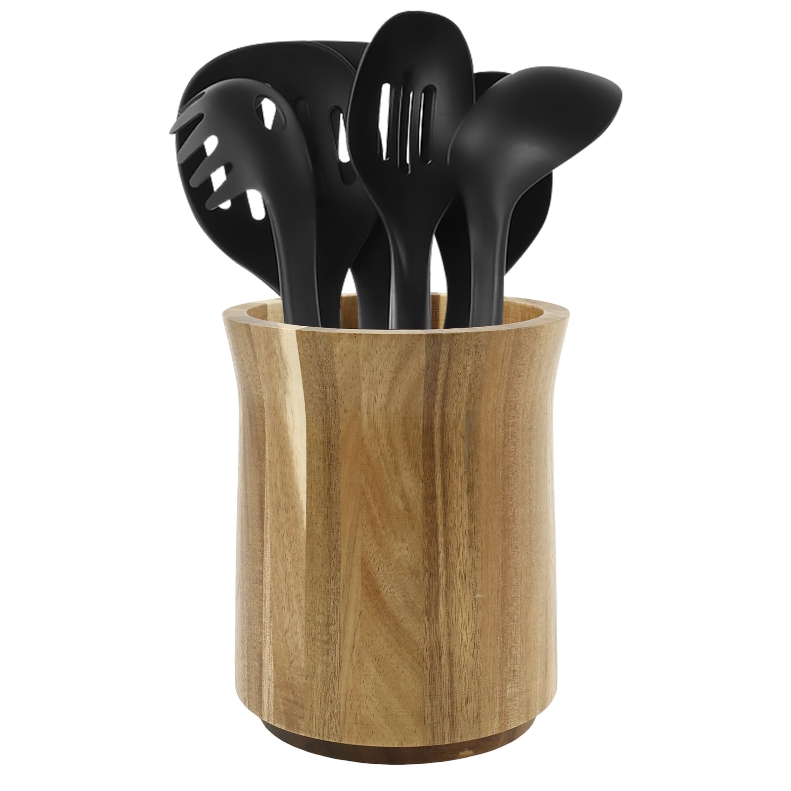Lulobtg Wood Utensil Holder, 360° Rotating Kitchen Utensil Holder, Wooden Spatula Spoon Caddy, Cooking Cutlery Storage Organizer, Swivel Cutlery Crocks For Countertops Farmhouse Kitchen Decor