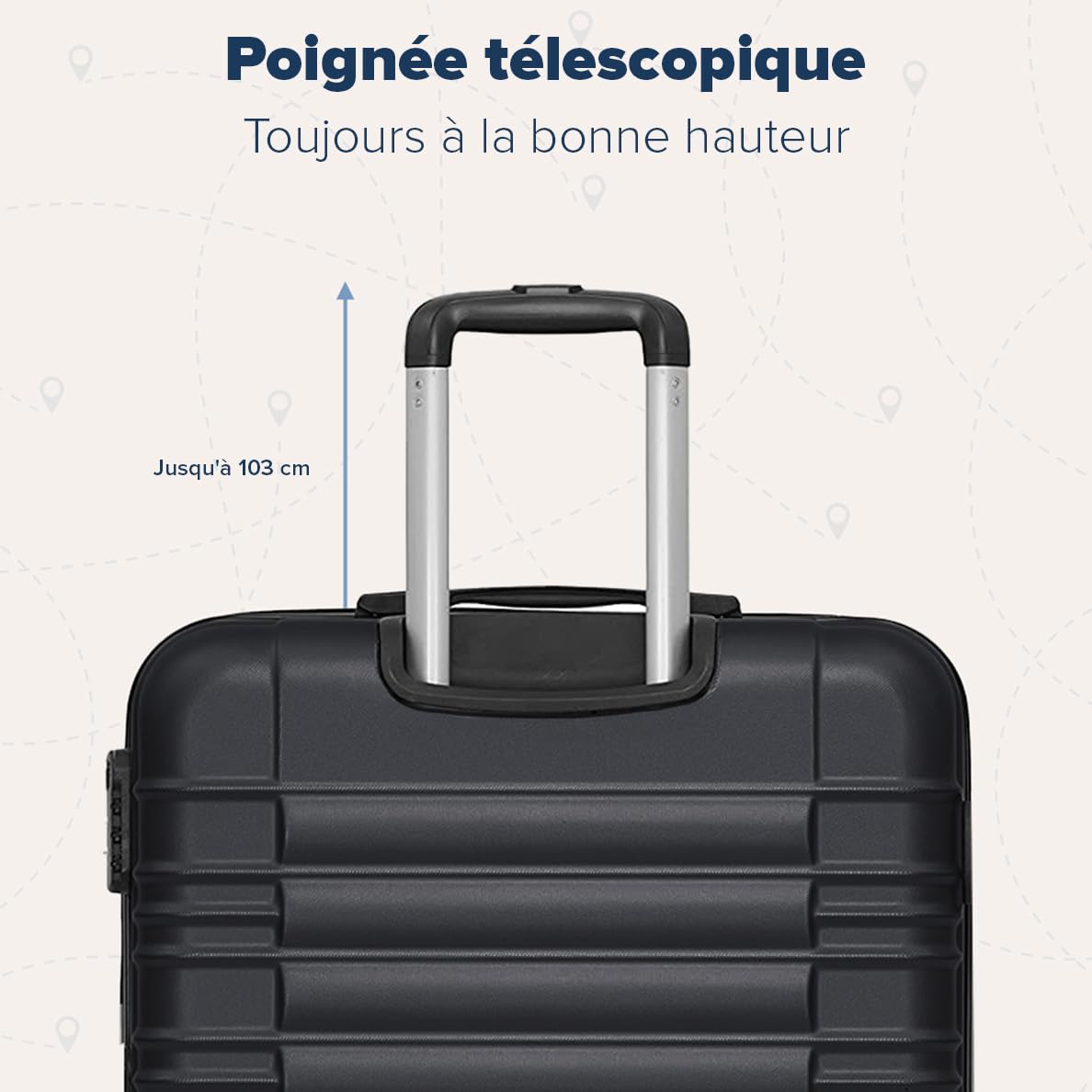 TRVLMORE Set Valise Rigide - Lot Valise - 3 Set de Valise de Voyage - Set Valises Rigides 4 roulettes - Luggage - Set 3 Valises - Ensemble Valise - Suitcase Set - Noir
