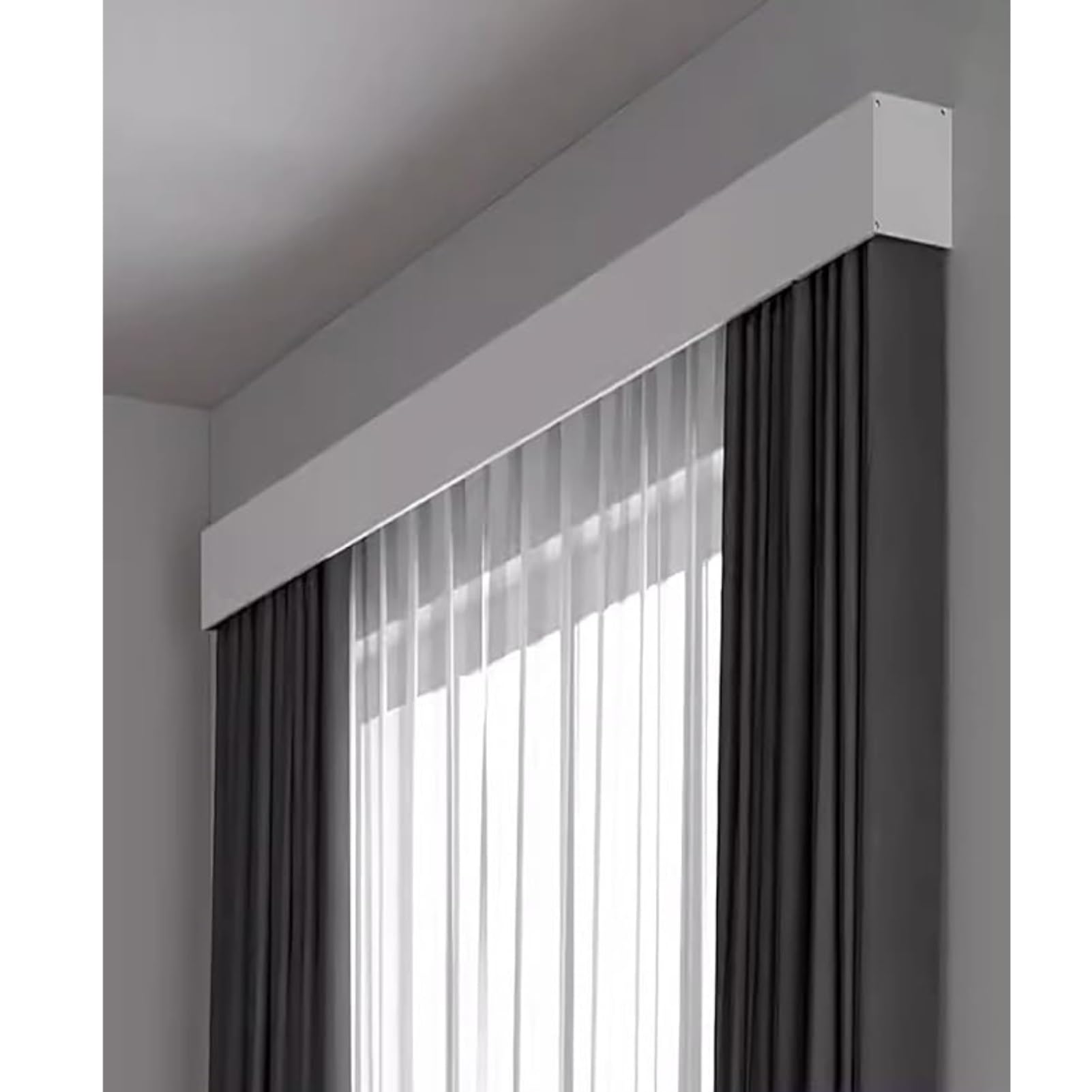 Panneau de corniche sans rail pour tringle à rideaux murale - Idéal pour salon, chambre à coucher et cuisine - Support latéral de 100 cm pour rideaux élégants