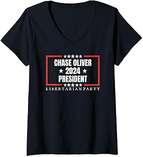 Womens Chase Oliver For President Libertarian Party 2024 V-Neck T-Shirt