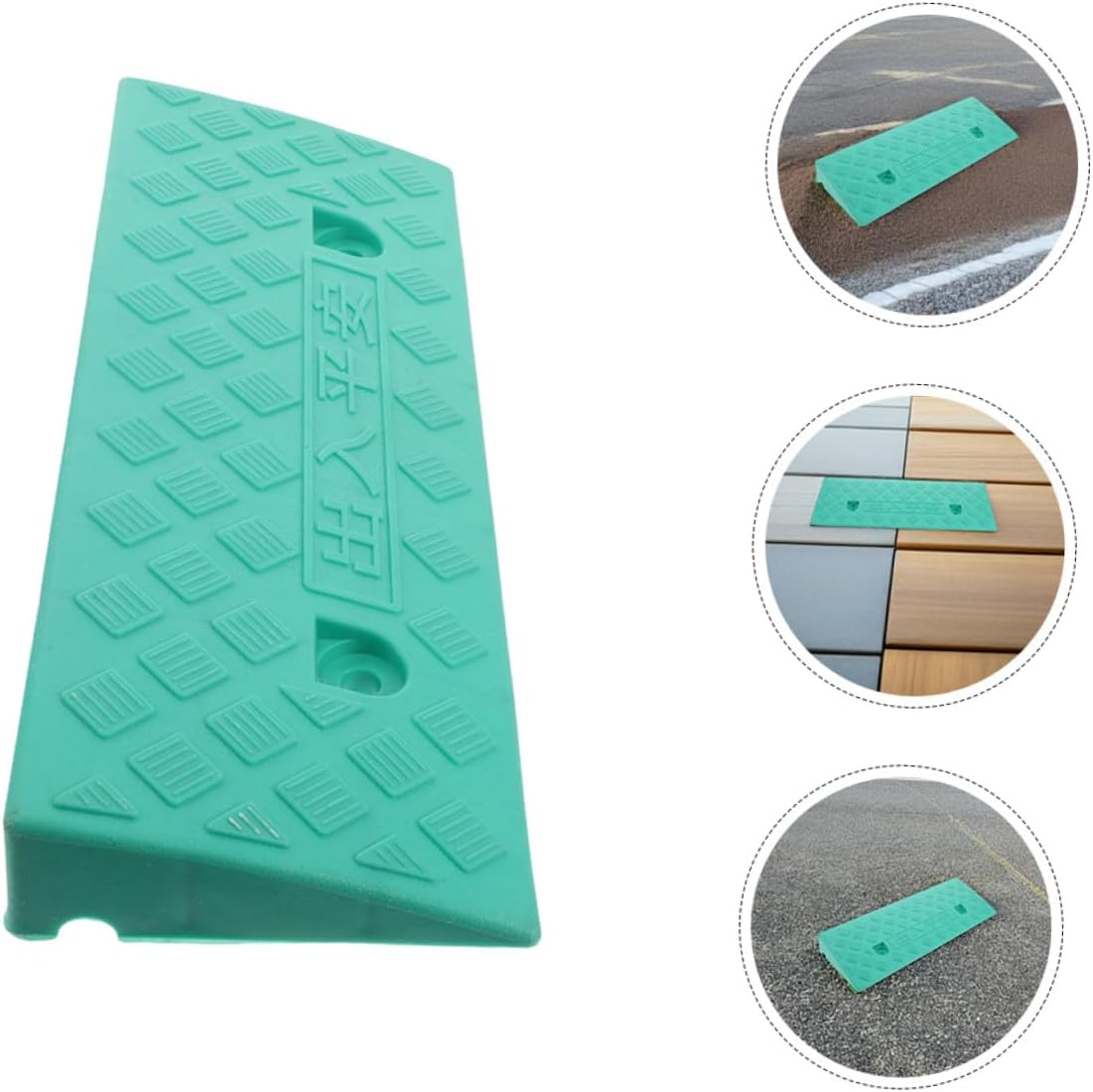 Portable Plastic Threshold Ramp for Wheelchairs and Electric Vehicles, 7cm Green Uphill Step Ramp for Doorways and Driveways, Indoor and Outdoor Use, Wide Non-Slip Mobility Aid