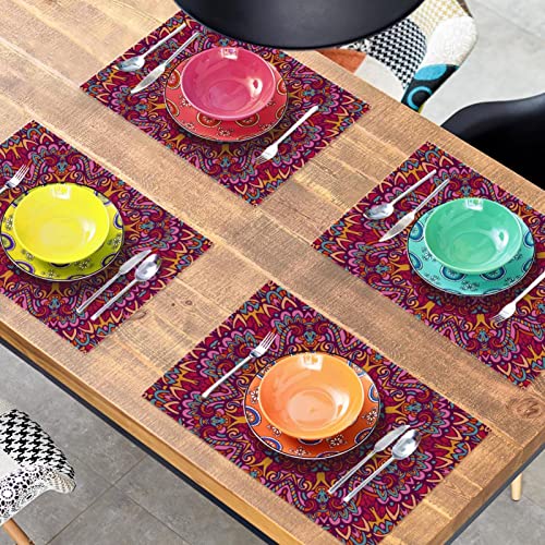 Set de table floral mandala lot de 4 résistant à la chaleur et lavable en tissu Oxford - 8