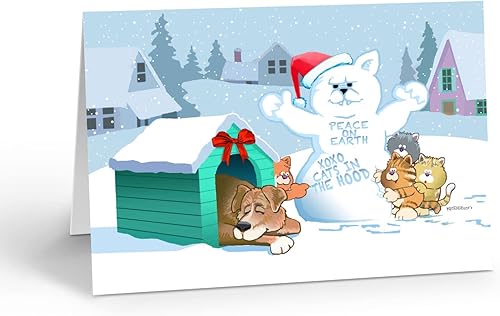 Miniatura 1 de Stonehouse Collection Divertidas tarjetas de Navidad para gatos y perros, 12 tarjetas navideñas y sobres, divertido perro gato, fabricado en Estados
