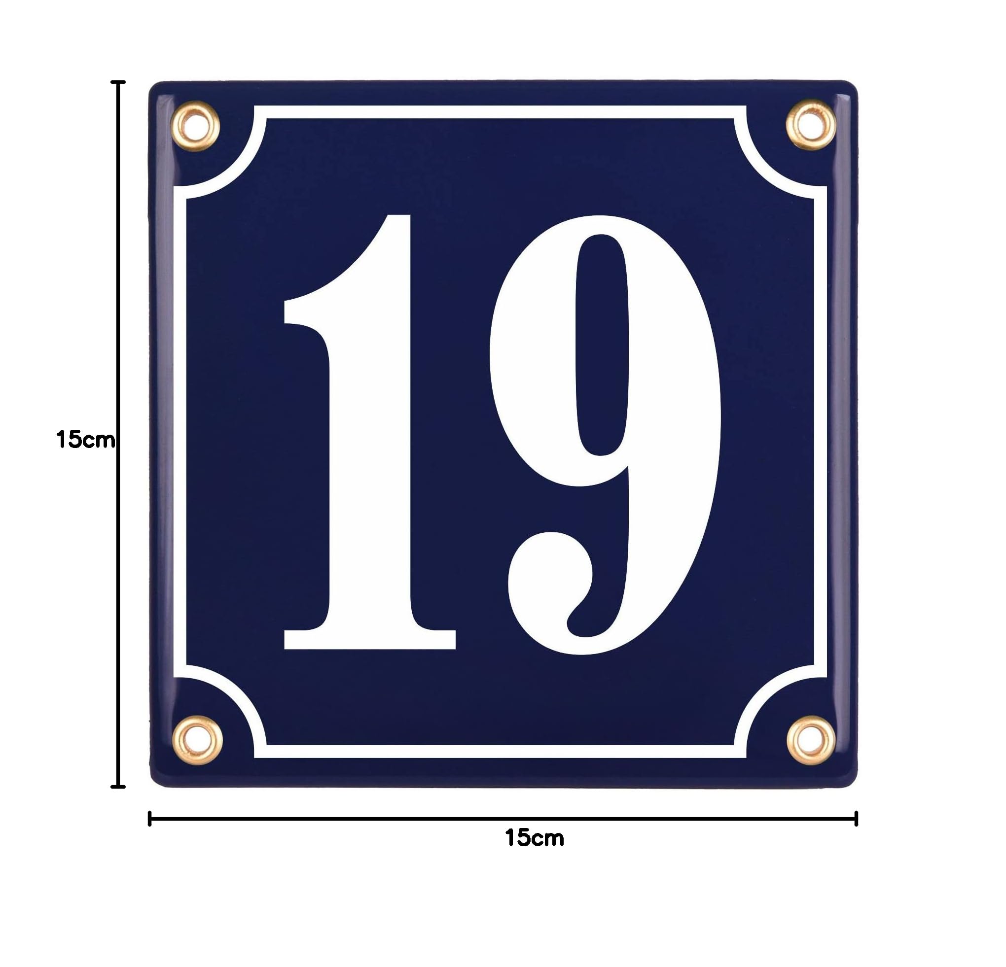 Numéro de Maison | Plaque Émaillée Personnalisée 15x15 cm | Numéro de Rue | Panneau de Porte (Bleu)