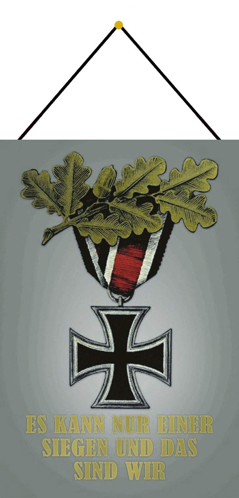 Tin Sign Blechschild „Es Kann Nur Einer Siegen“ | Eisernes Kreuz Design | 20x30 Cm | Retro Deko Für Bar, Garage & Werkstatt