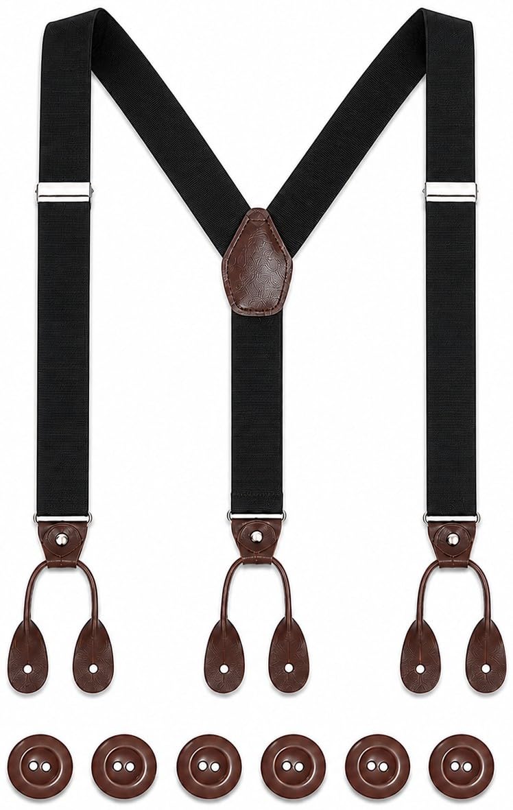 Men's Adjustable Y-Back Elastic Suspenders Braces Work Button End Suspender-image-17