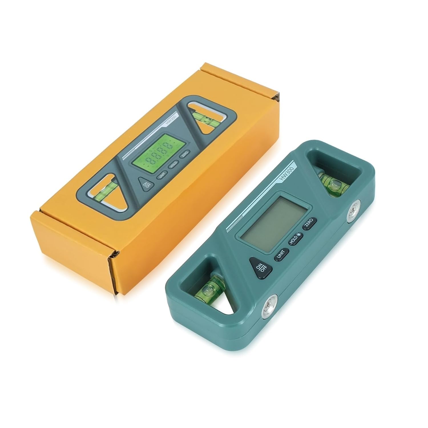 HW300 Inclinometer Digital Magnetic Angle Protractor High Precision Benchmark Level Measurement Tool(Yellow)