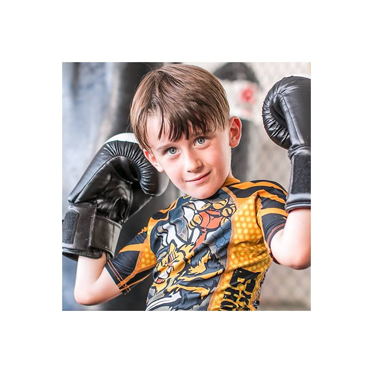 Grappling Kurze Hosen für Kinder Angry WASP, Weiches Atmungsaktives Material, 2-Wege-Stretch-System, Kids Boxing Shorts Kampfsport Muay Thai Fitness Martial Arts Größe 164