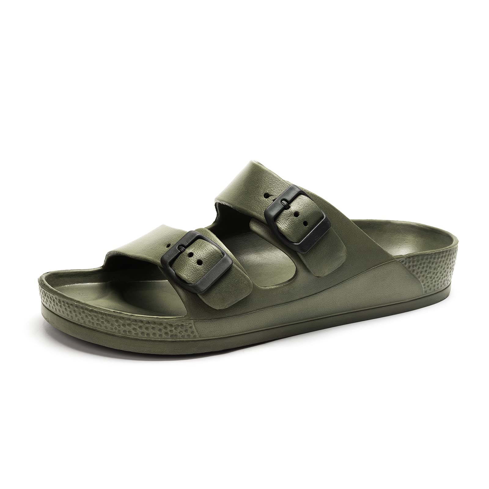 FUNKYMONKEY Men's Comfort Slides Double Buckle Adjustable EVA Flat Sandals