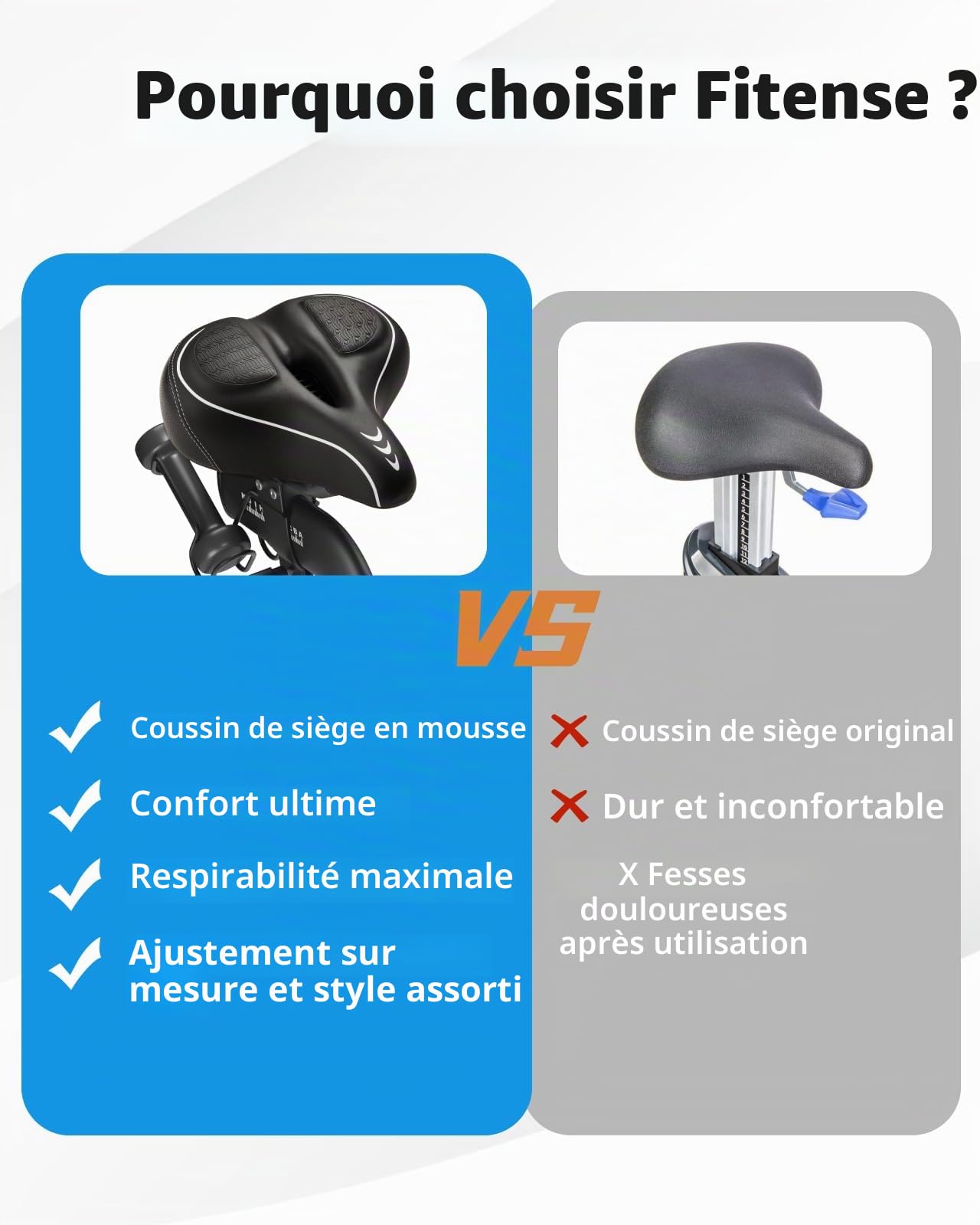 Fitense Selle de vélo surdimensionnée pour Peloton Bike & Bike+, coussin de siège confortable compatible avec Peloton, vélos de route ou d'appartement, large selle de rechange pour homme et femme,