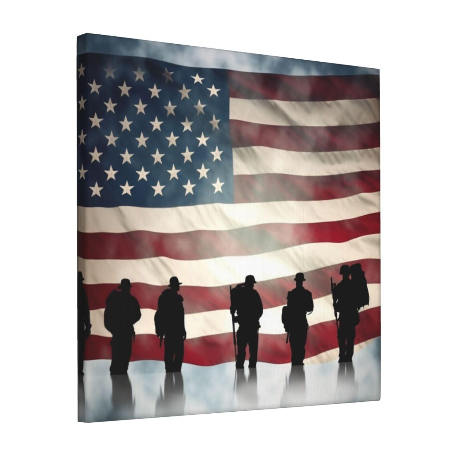 KLOPH American Flag Veterans Day Canvas Wall Art for Living Room 12"x12" Modern Artwork Painting for Bathroom Hanging Canvas Prints Aesthetic Wallart for Bedroom Kitchen Office Wall Decor