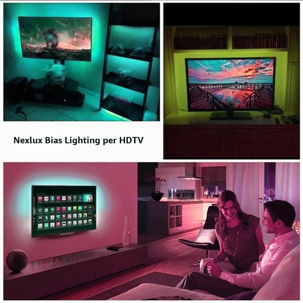 Lixada 8 strisce LED USB da 50 cm, set di luci flessibili con mini telecomando, per TV, computer, retroilluminazione