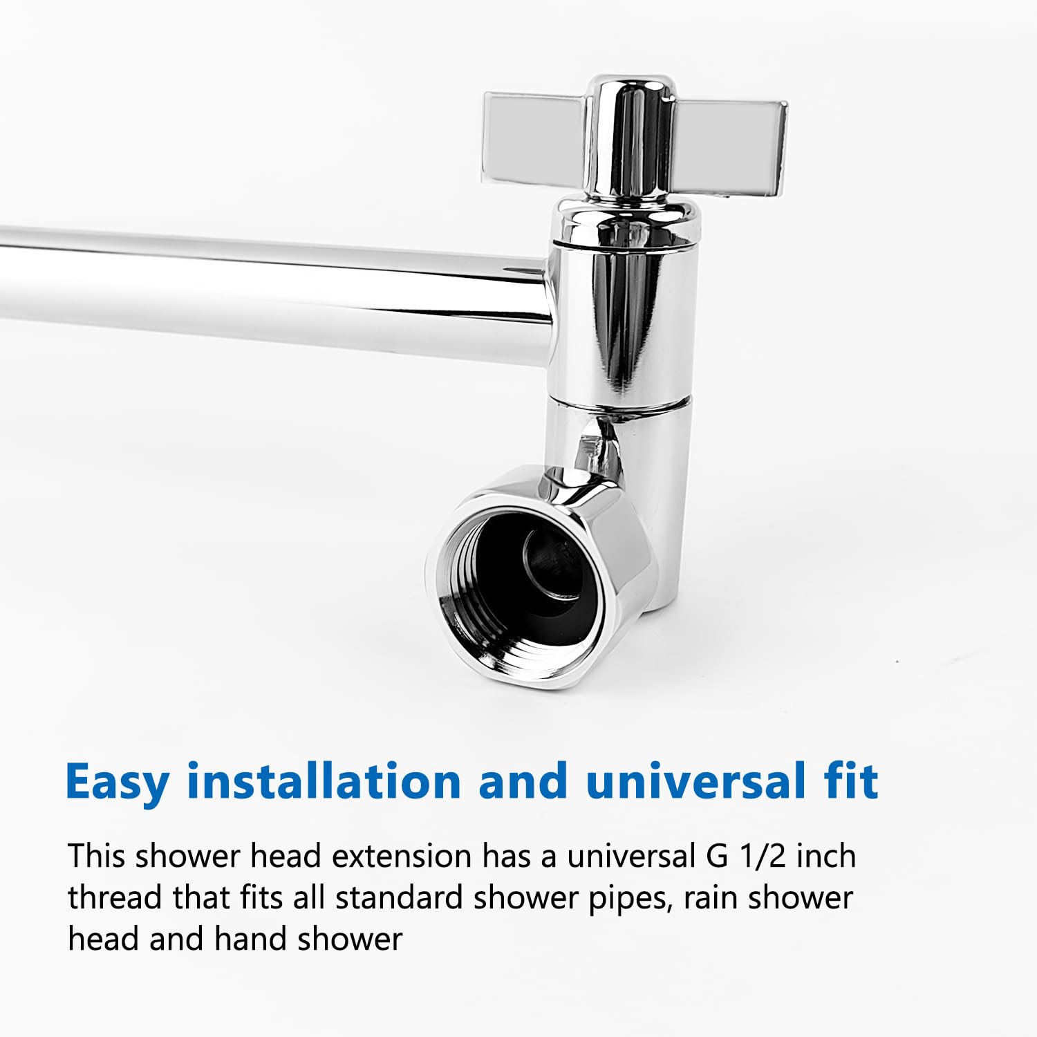 Extensión de Alcachofa de Ducha, 288 mm Ajustable Brazo de Extensión de Alcachofa de Ducha de acero Inoxidable, Extensión de Brazo de Ducha con Tuercas de Seguridad, Conexión Universal G1/2'' (Plata)