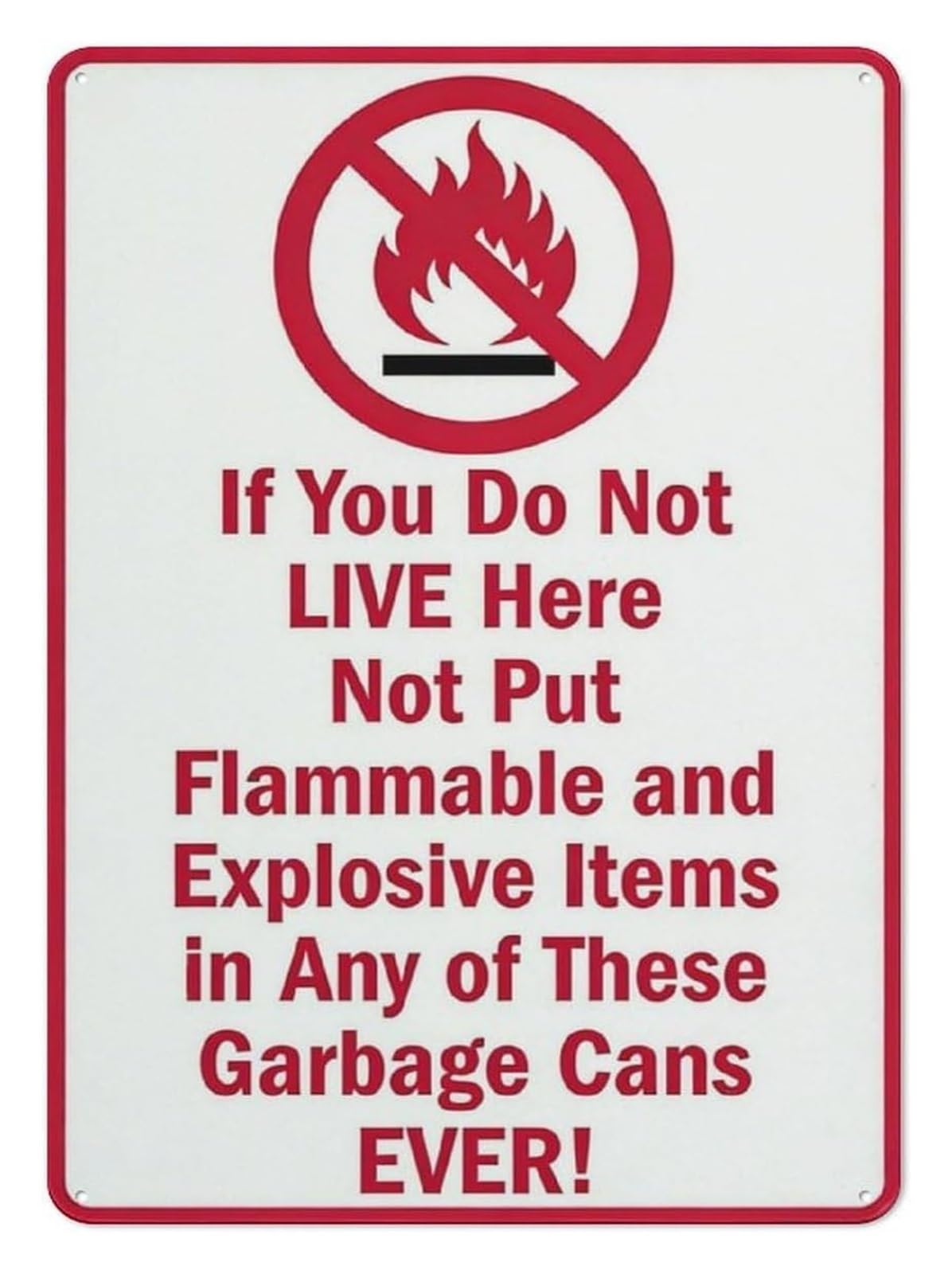 HDKYSWBUEJ Warning Metal Tin Sign Do Not Place Flammable Or Explosive Items Hazard Wall-Art Rules Plaque for Workshop Garage Laboratory 8 X 12 inch