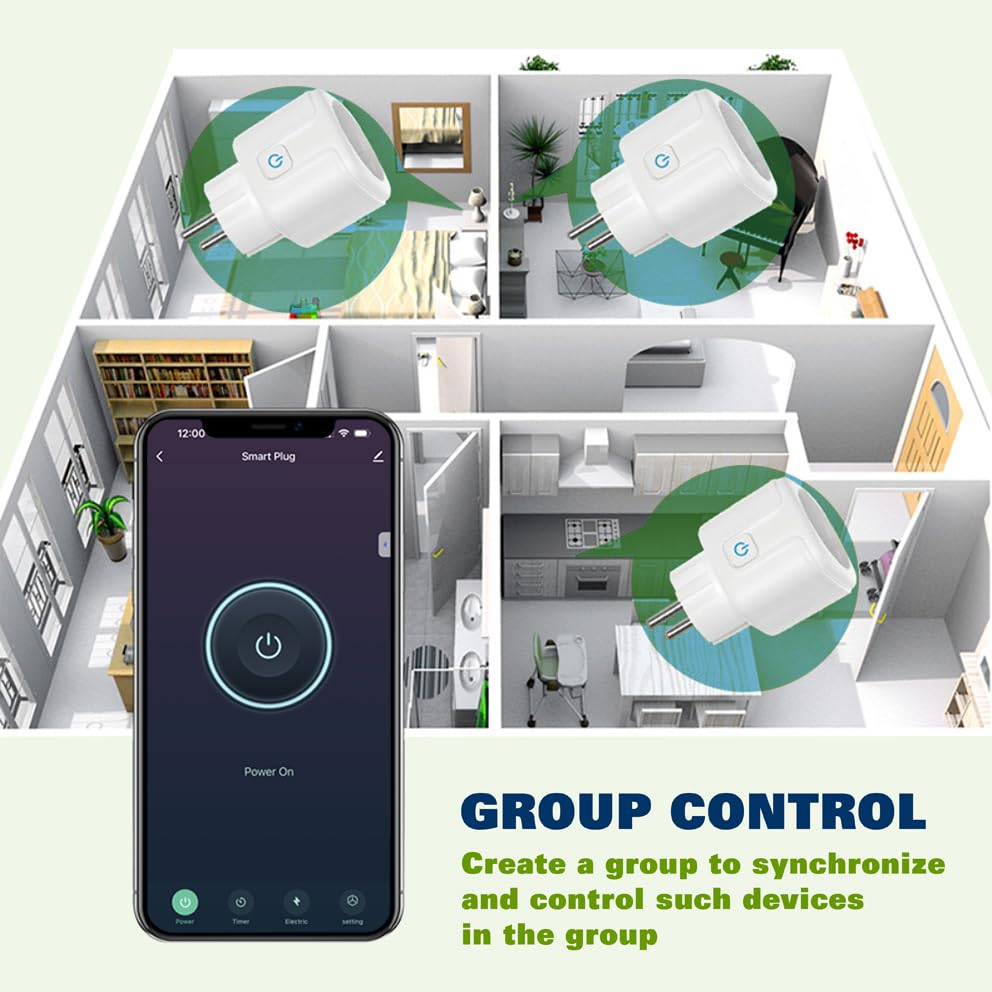 PHEANOO 16A WiFi Smart Plug with Energy Monitoring - 2 Pack, Alexa & Google Home Compatible