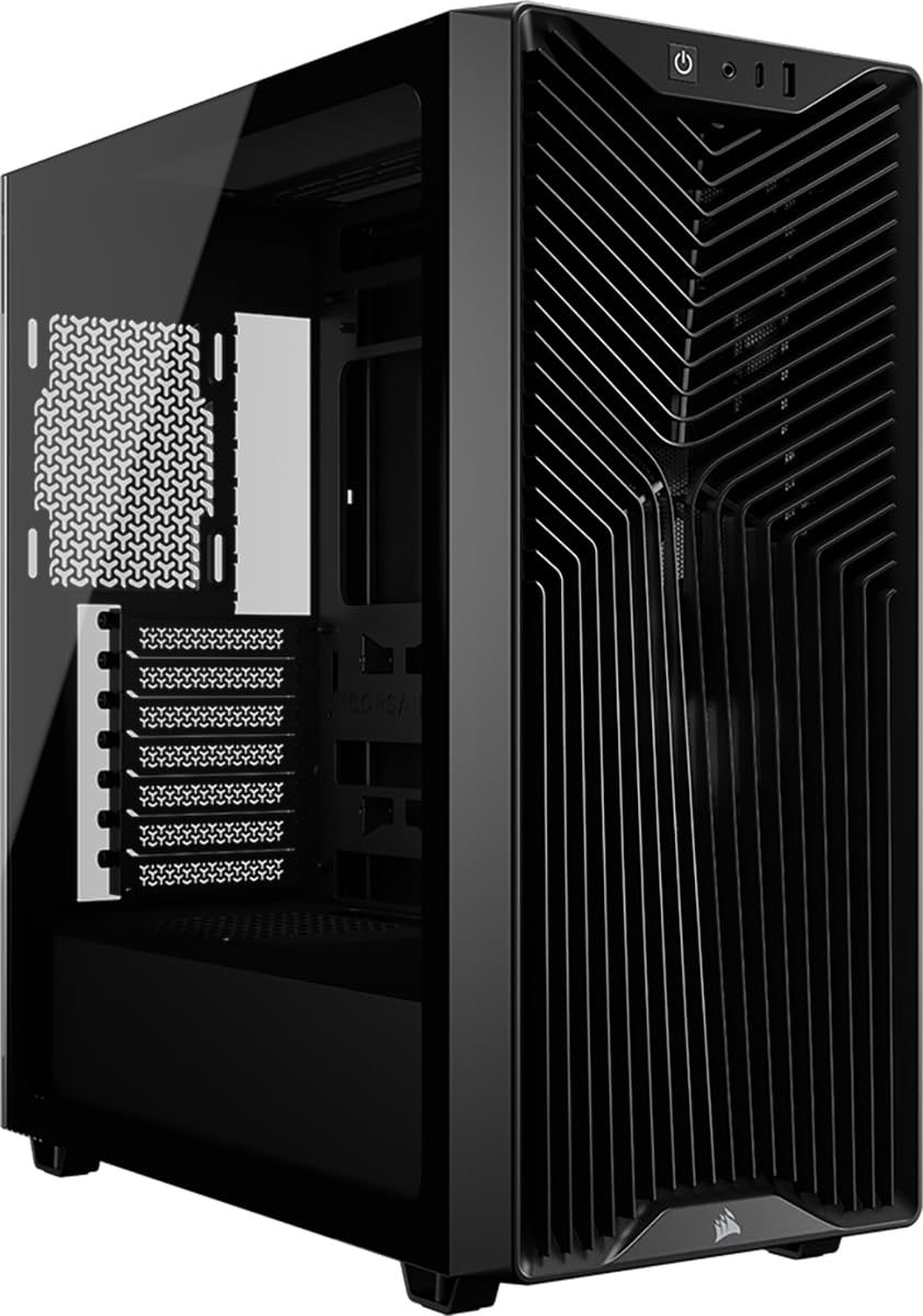 CORSAIR 3200D RS Boîtier PC Moyen Tour, 3 Ventilateurs RS120 Inclus – Noir | Airflow Élevé, Compatible Radiateur 360 mm, Usb-C, Panneau en Verre Trempé, Compatible Cartes Mères À Connexion Inversée