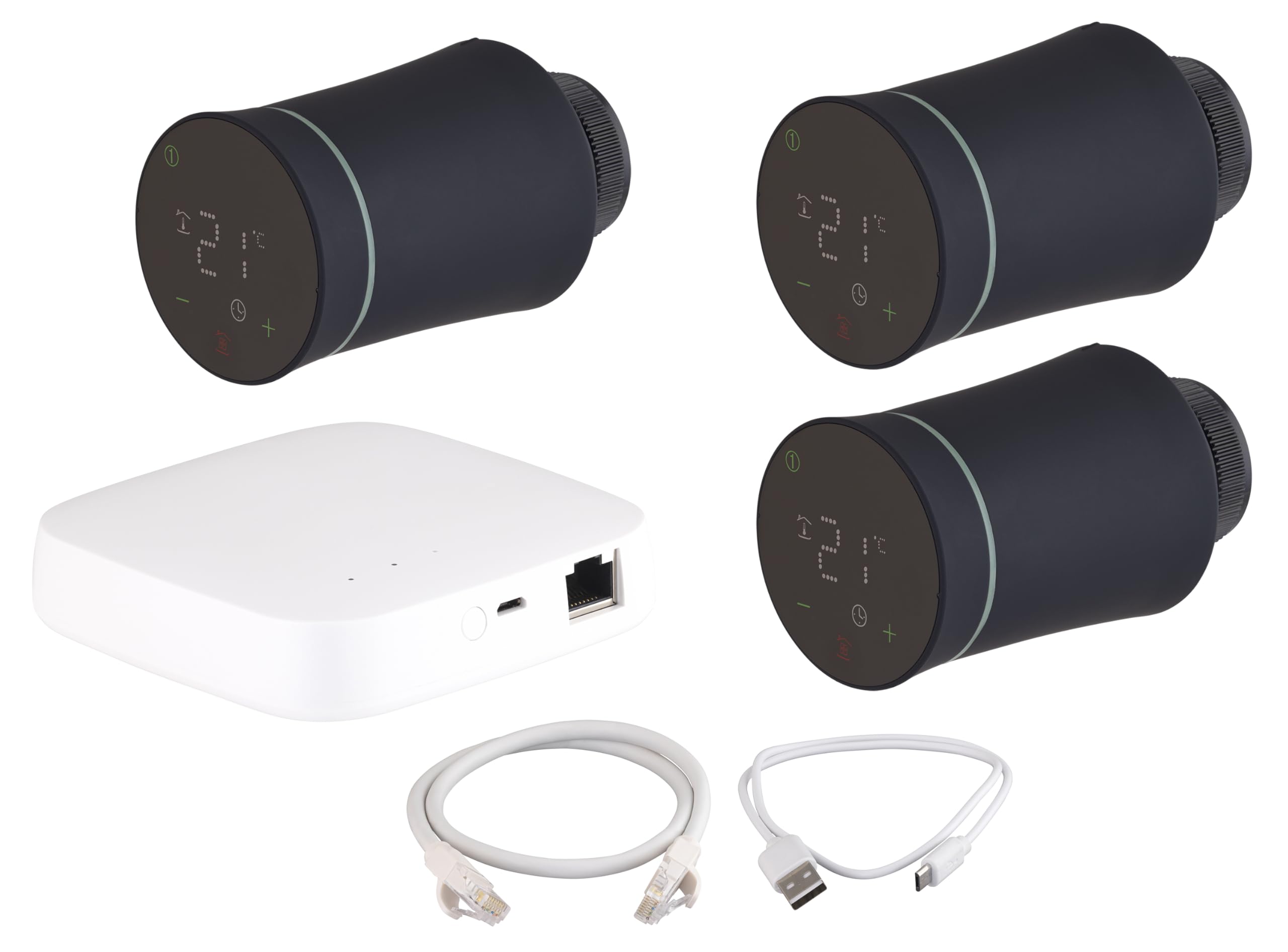 Kit passerelle WIFI + 3 têtes thermostatiques connectées noires NOYON & THIEBAULT