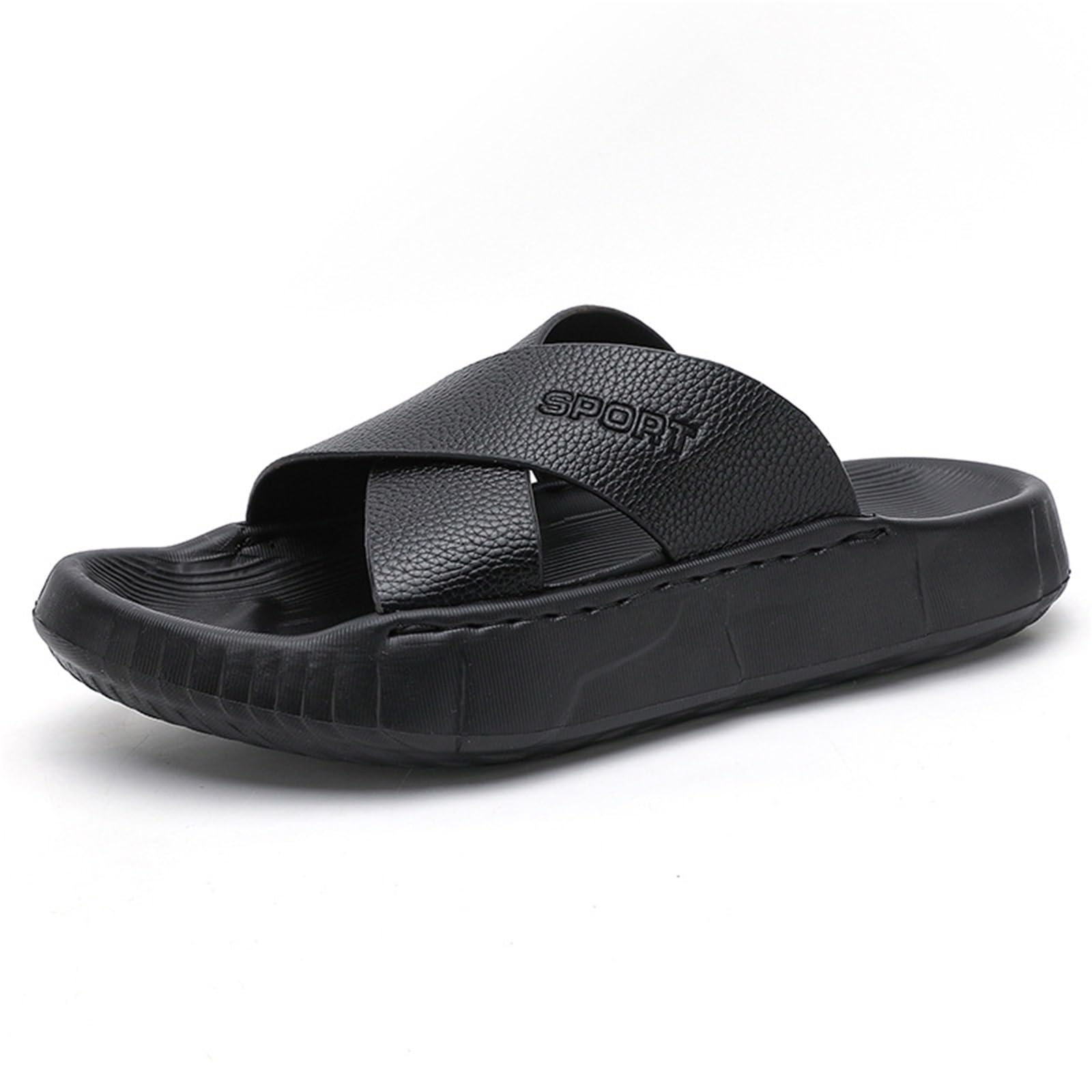 Sandalias De Hombre Con Suela Gruesa Chanclas De Secado Rápido Antideslizante Abiertos Cómodos Para Playa Piscina Y Calle(Black,43)