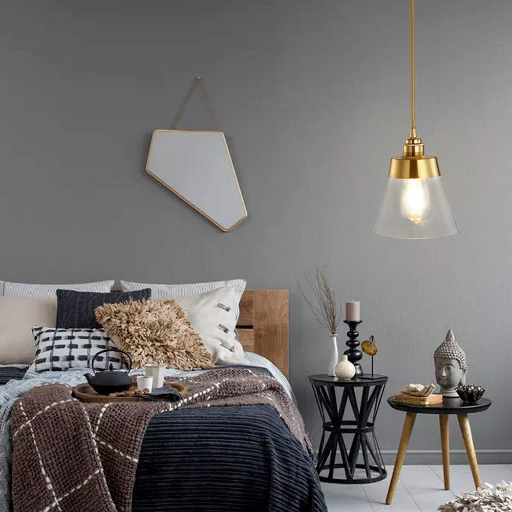 Luz, Lámpara colgante Moderna de vidrio Transparente de One Light, accesorios ajustables, lámpara colgante contemporánea, Luces de techo de montaje Semi empotrado