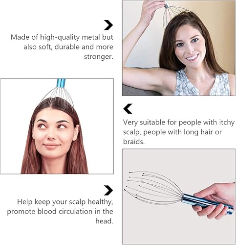 Miniatura 6 de EXCEART Rascador de cuero cabelludo eléctrico de mano terapéutico masajeador de cabeza de garra de alambre de acero para alivio de spa en casa y