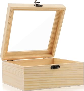 Extra Large Unfinished Pine Wood Box with Hinged Lid and Front Clasp for DIY Craft Art & Hobbies 9 x 9 x 4.7 In