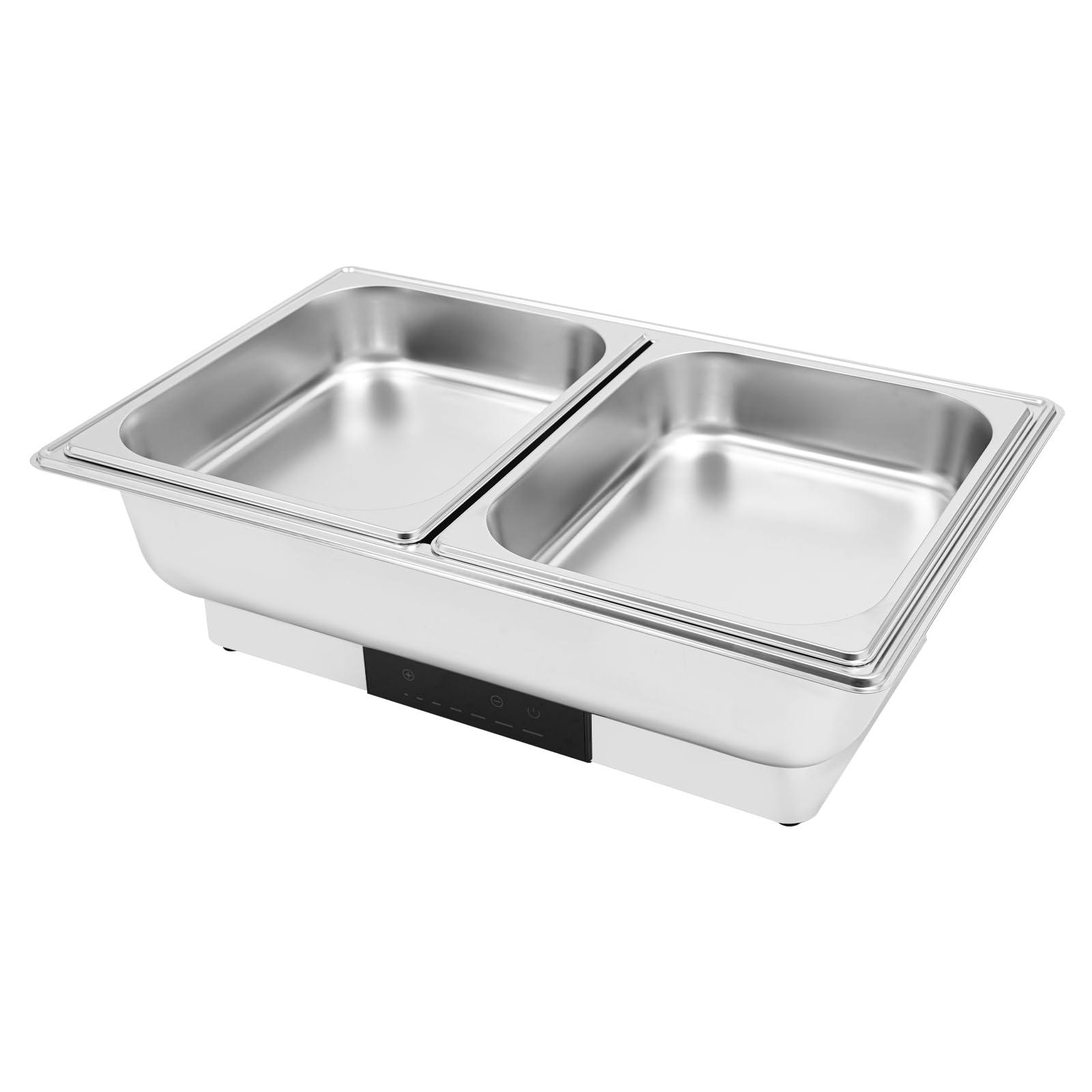 Chafing Dish, 35 ~ 90 ℃, 9 l, piastra elettrica per buffet, in acciaio inox, con display, per buffet, catering, matrimoni, cene di famiglia (due scomparti)