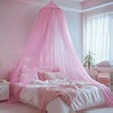Pink Bed Canopy for Girls,Kids Princess Round Dome Bed Curtain, Dreamy Mosquito Netting for Girls, Bedroom Accessories, Ceiling Tent