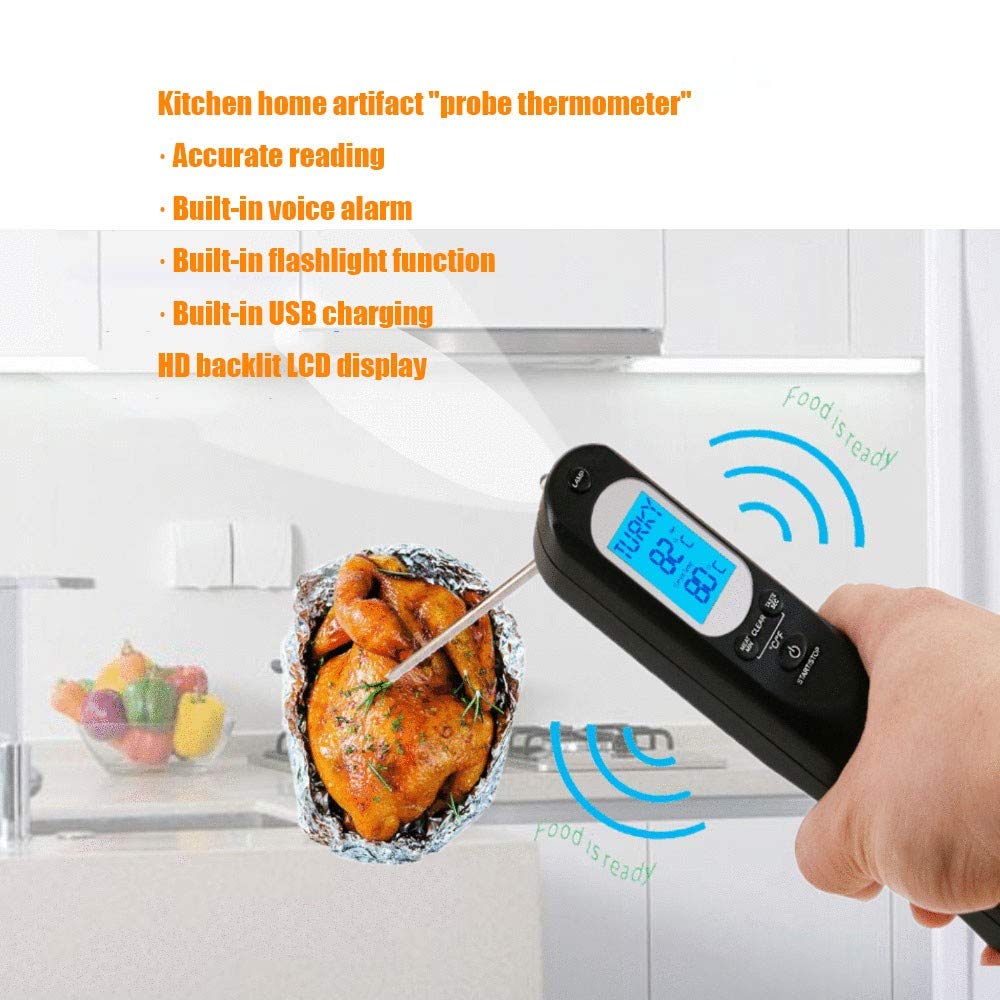 czye Digital Meat Thermometer, Rechargeable Battery, Digital BBQ Meat Thermometer, Cooking Food Thermometer, Backlight for Grill,Smoker, Kitchen, Candy