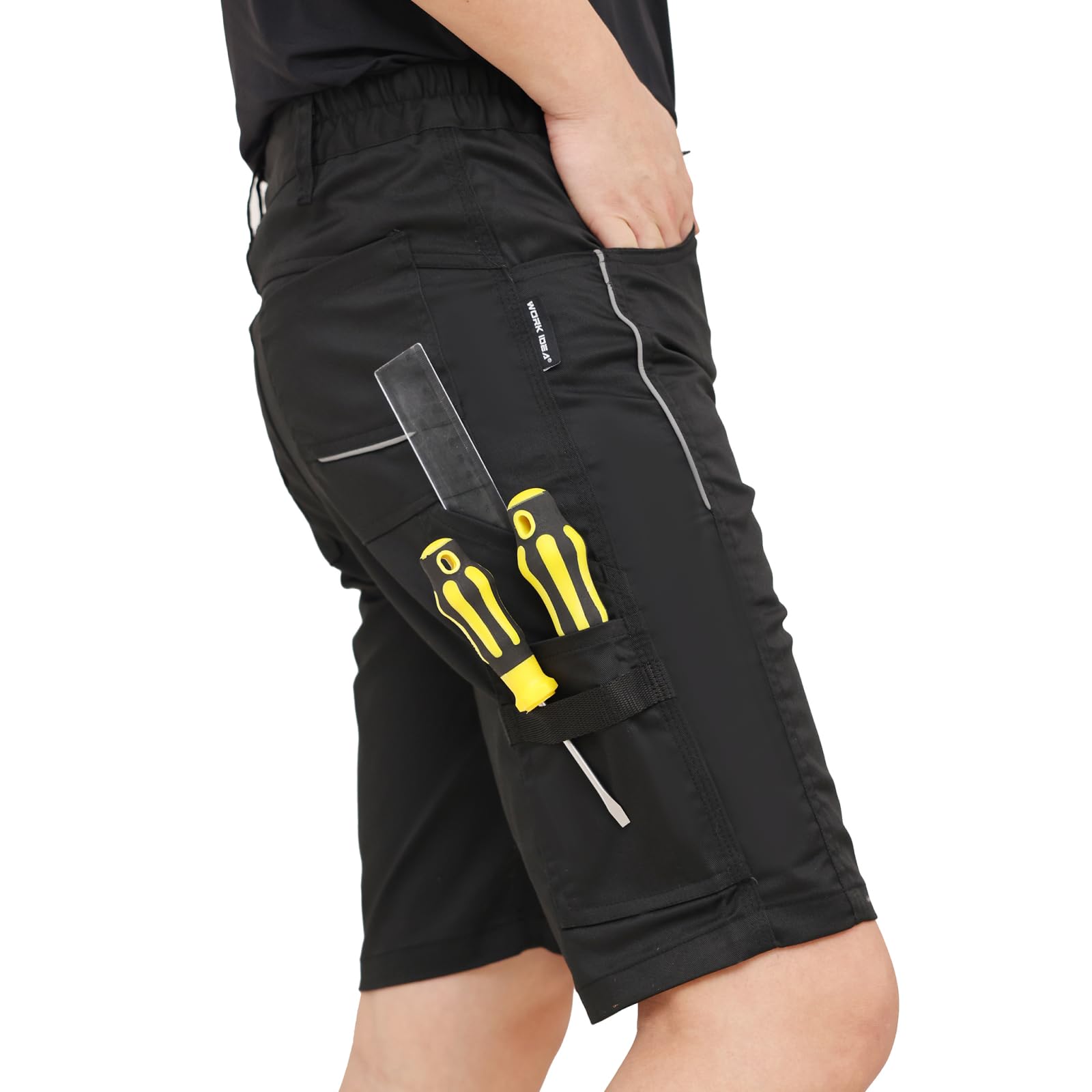 WORK IDEA Herren Stretch-Arbeitsshorts mit zahlreichen Taschen und Werkzeugtaschen…