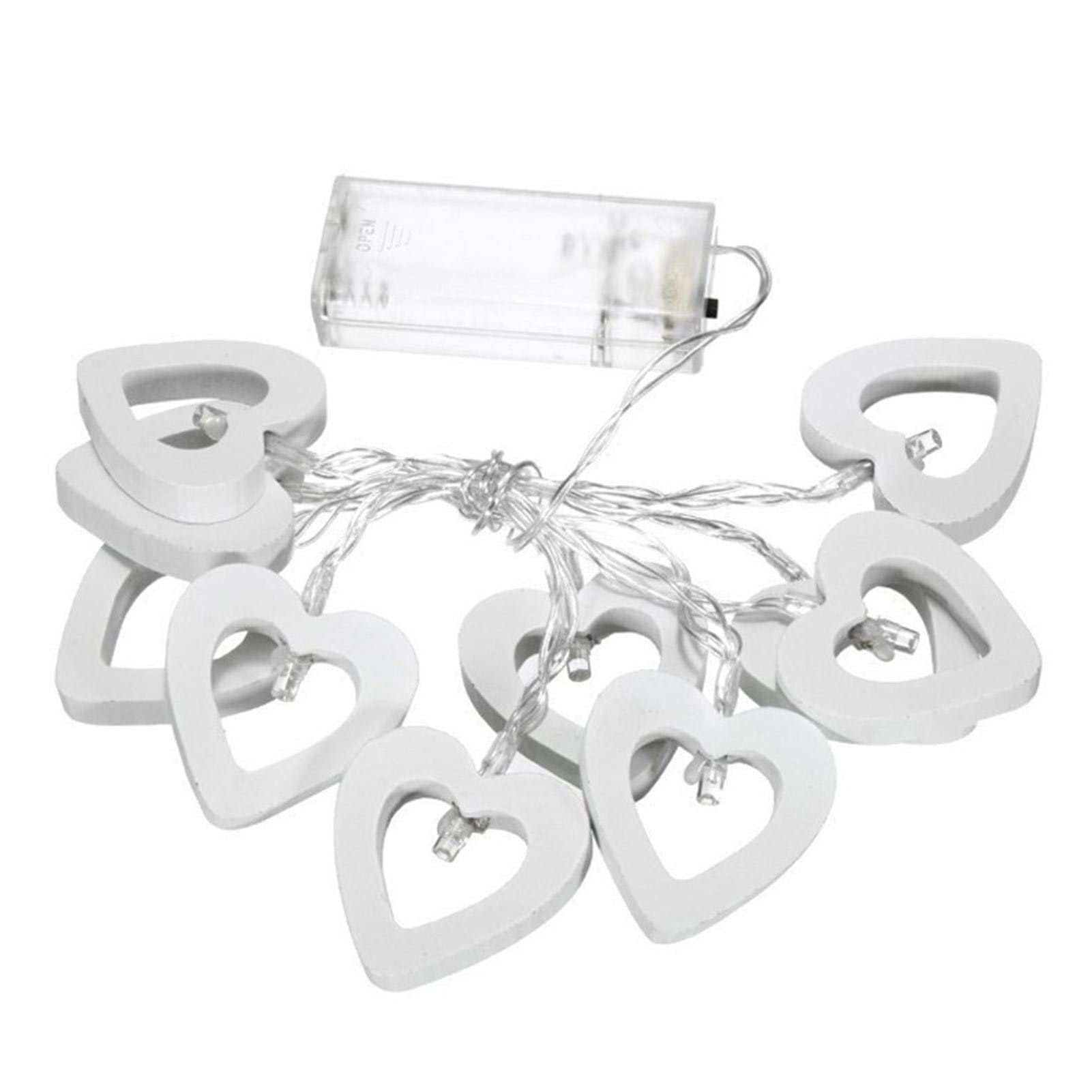 Wooden Heart String Lights - Valentine's Day Decorations Led Fairy Lights | Battery Operated Wood Love Lights Lamp for Wedding, Valentine's Day