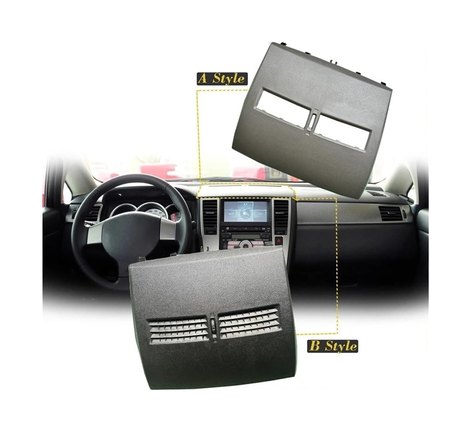 Auto Aria condizionata Ventilazione Per N&issan Per Tiida 2005 2006 2007 2008 2009 2010 Strumento Per Auto Bocchette Di Ventilazione Del Condizionatore Griglia(B Style Gray)