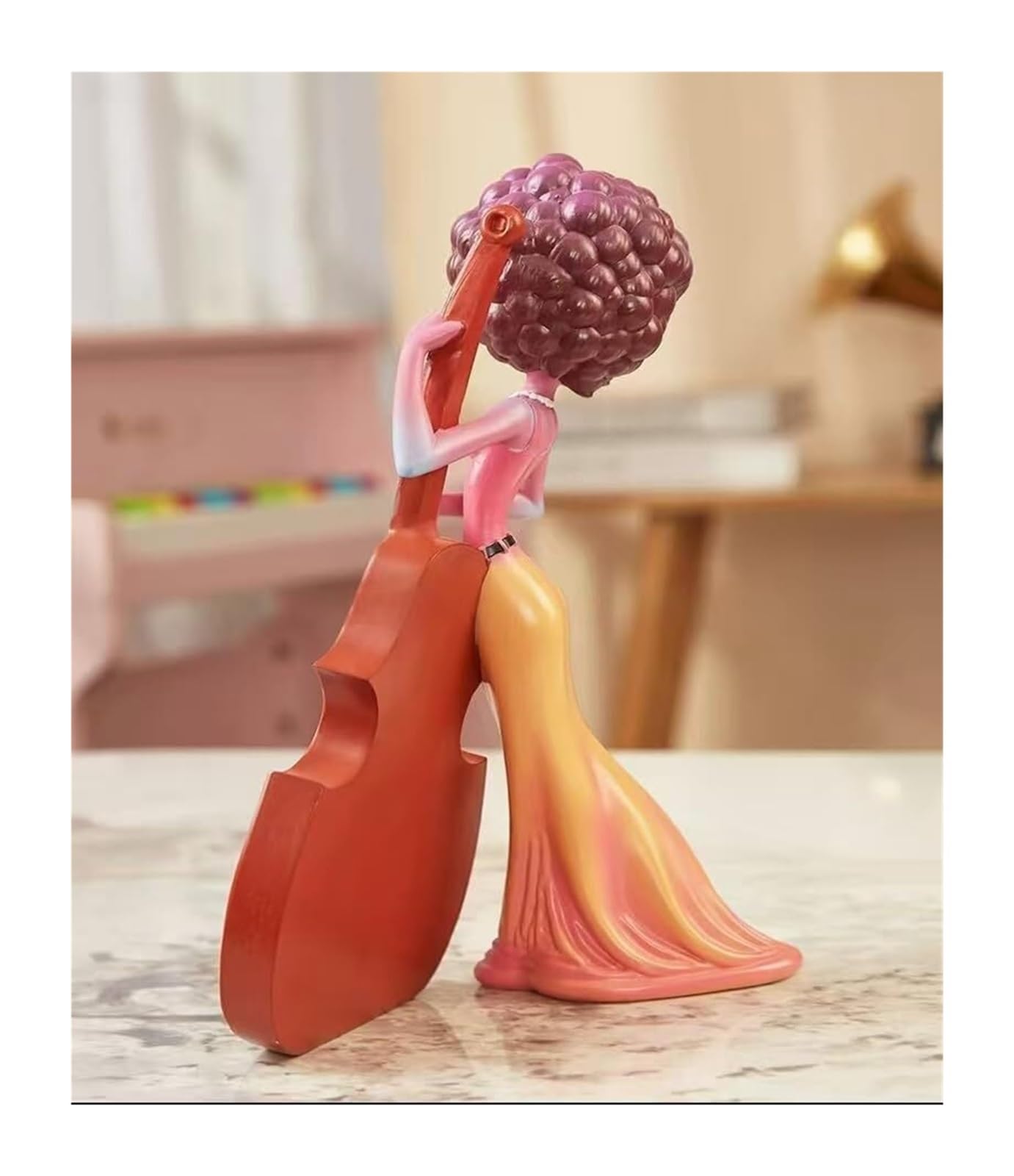 Home Decor Statue Home Decoration Resin Creative Nordic Style Wiolonczela Figurka Dziewczyna Centralny (Purple)