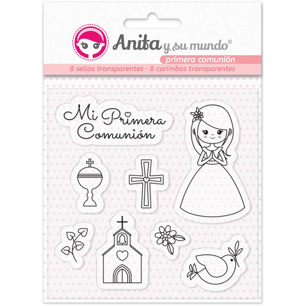 37010346. Pack de 8 Sellos de Silicona para Scrapbooking, Colección Primera Comunión Niño