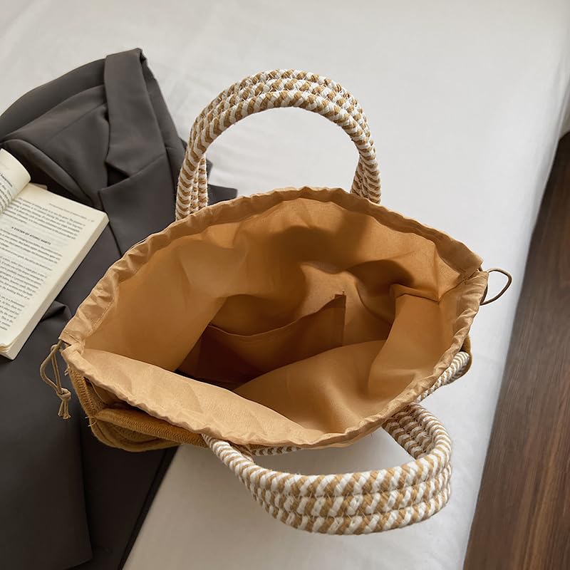Bolso de playa de ganchillo para mujer, gran capacidad, retro, asa superior