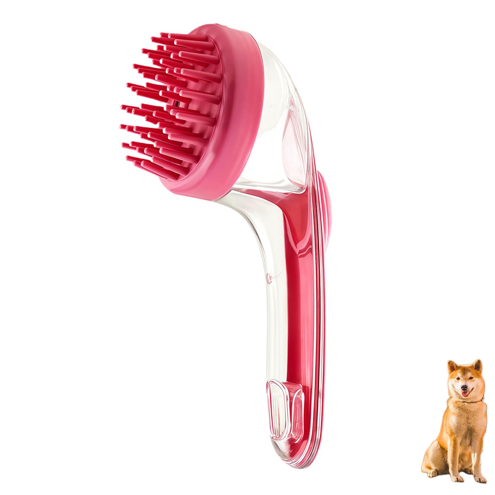 Pet Bath Brush with Soap Dispenser, 2-in-1 Dog Bath Brush Scrubber for Short & Long Haired Dogs & Cats, Dog Shampoo Brushs for Bathing & Grooming Massage (Coarse hair red) — image 1