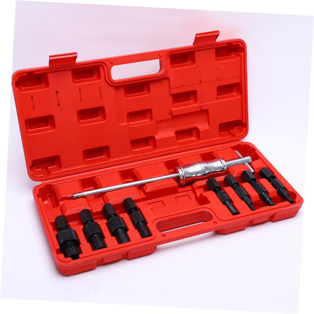 Luxshiny 9pcs Inner Bearing Puller Set Steel Slide Hammer Bearing Removal Tool Auto Repair Kit for Blind Hole Extraction