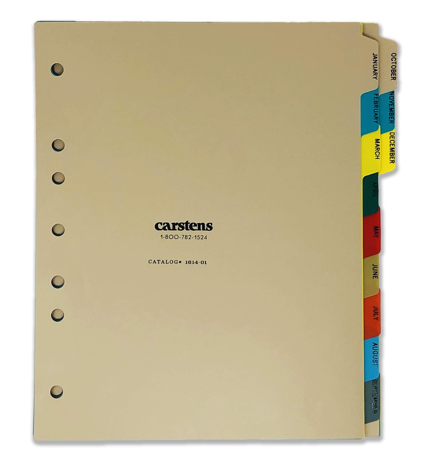 Carstens Heavy Duty Plastic Monthly Divider Set, 12-Tab, Multi-Color, for Side-Opening 3-Ring Binders, 1 Set
