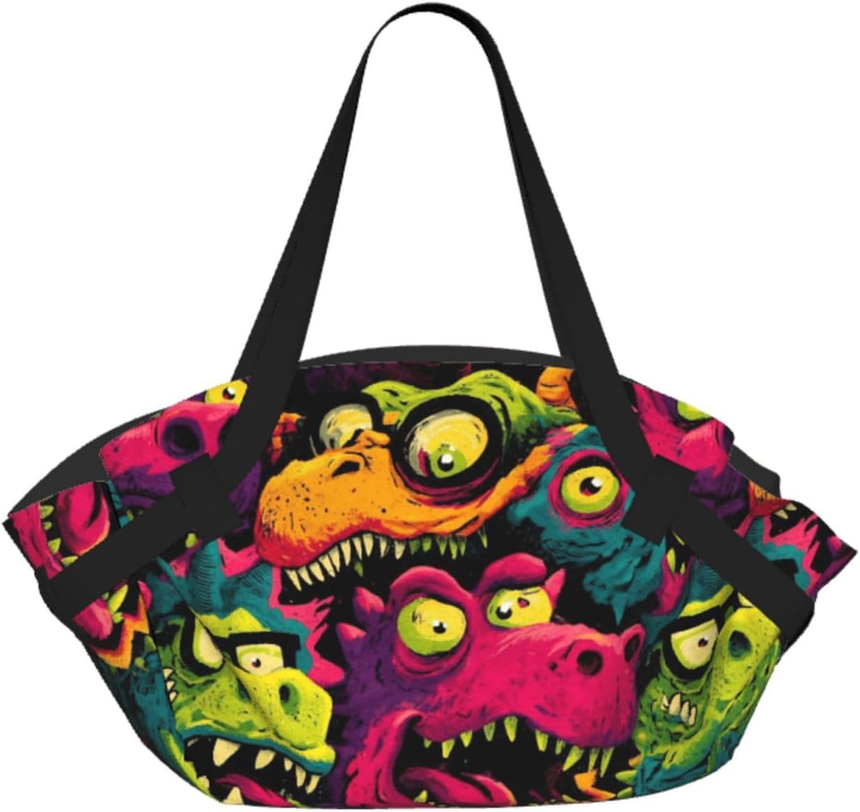 Cartoon Dinosaur2 Pattern Foldable Camping Tote Bag Picnic Blanket Bag Portable Beach Mat Tote Waterproof Outdoor Picnic Mat Carry Bag