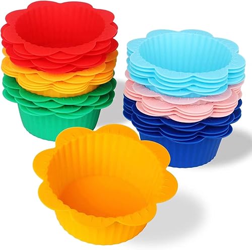 Paquete de 30 tazas de silicona para hornear con grifos para magdalenas reutilizables y antiadherentes para molde de acero