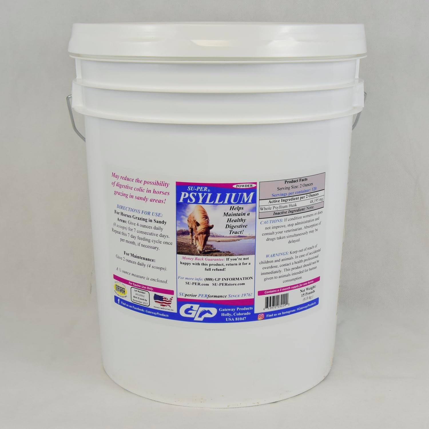 SU-PER Psyllium Horse Digestion Supplement - Maintains Healthy Digestive Tract in Horses - Supports Removal of Sand & Dirt from Intestinal Tract - 5 Pound