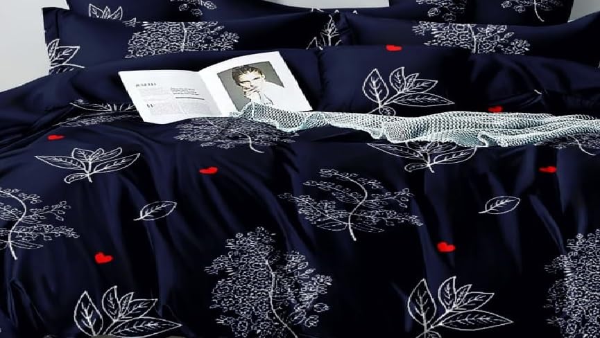 Image of 1 Reversible Comforter Super King Size 108 x 108 Both Side Same Print 1 Bedsheet King Size 108 * 108 inches and 2 Pillow Cover 4 Pieces Bedding Set | AC Quilt | AC Dohar (Design-26)