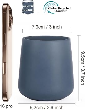 Ceramic Toothbrush Holder, 12 oz Blue Toothbrush Holder Ceramic Holder for Toothbrush, Mouthwash Cup Toothpaste Holder and Cup for Bathroom