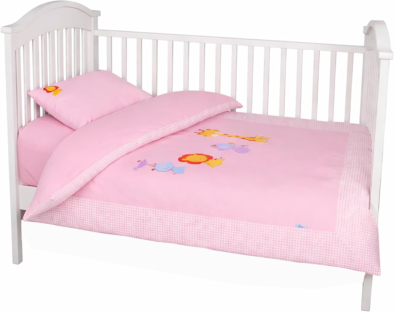 Baby Crib Bedding Set Bed Linen 2pcs Toddler Crib Duvet Cover Set,100% Cotton Poplin, 40x48 Duvet & 12x18 Pillowcase, Soft Embroidery Infant Quilt Cover Baby Bedding