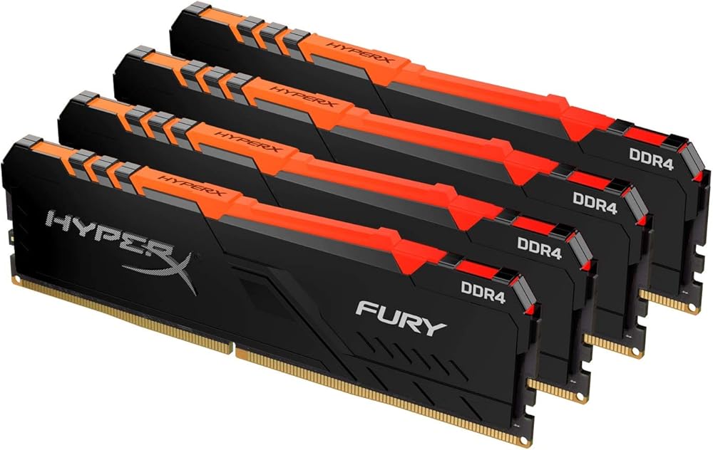 HyperX Fury 32GB 3200MHz DDR4 CL16 DIMM (Kit of 4) 1Rx8  RGB XMP Desktop Memory thumbnail 3