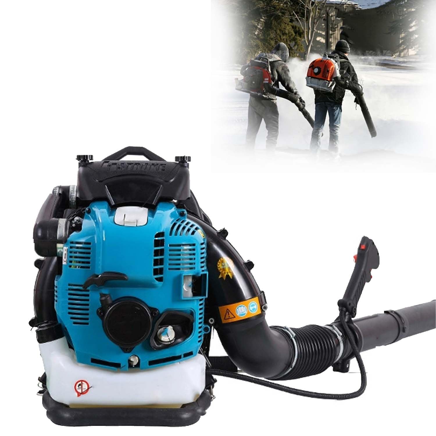 Soffiatore A Spalla A Benzina Senza Fili 4 Tempi, Motore A Gas 125cc Design 9.5kg 12CV, Leggero E Regolabile Per Soffiare Efficientemente Polvere, Foglie E Neve Nei Prati(Blue)