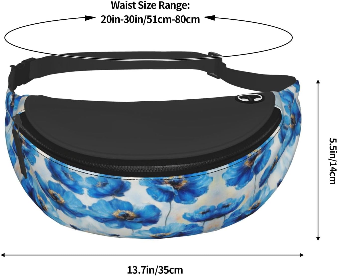 Blue Bloosm Painting Unisex Crossbody Waist Pack Wildflower Adjustable Waist Fanny Pack Flower Trendy Printed Crossbody Bag Tourists - Lightweight Theft-Resistant Bag for Sightseeing 14X35CM 9 610QuPHNb2L. AC SL1500